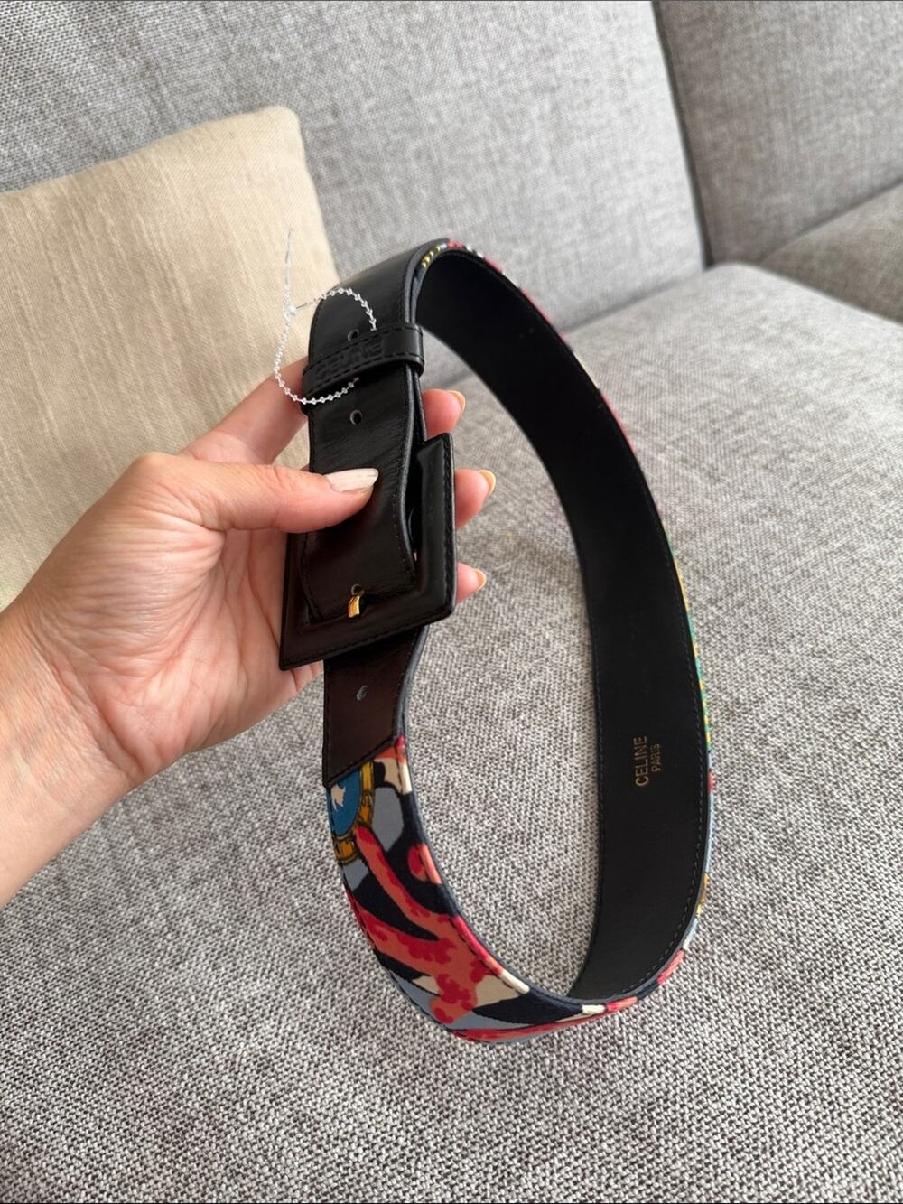 🗽Celine Leather Belt with Branded Loop and Square Buckle